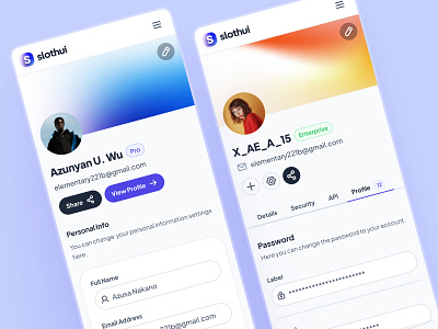 slothUI - World's Laziest Design System - Profile Settings UIUX clean ui design system figma design system figma ui kit minimal ui mobile settings modern ui profile dashboard profile settings profile settings mobile profile settings ui profile ui responsive settings dashboard settings ui slothui soft ui ui ui design ui kit