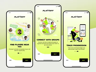 Sports Events App Onboarding Screens app events illustrations iphone onboarding opening soccer ui ux welcome