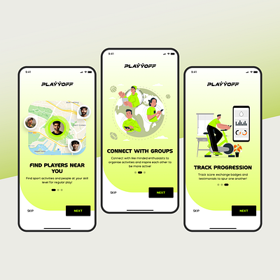 Sports Events App Onboarding Screens app events illustrations iphone onboarding opening soccer ui ux welcome
