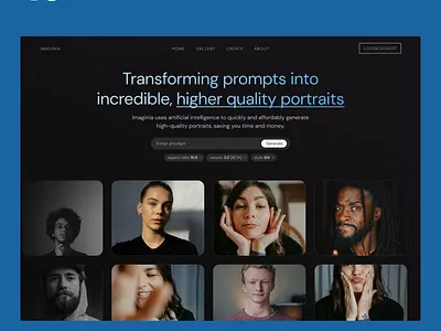 Imaginia ai daily design figma figma design figma hero section figma website graphic design hero hero section images portraits prompt section ui ux webdesigner website