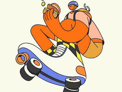 Flippin' Burgers | Burger Delivery branding burger character character design delivery digital illustration food food delivery food illustration illustration roller blades roller skates skate skates