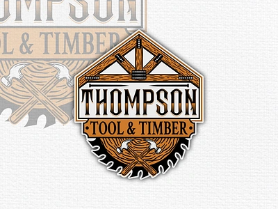 Vintage Hand-drawn Emblem Logo for Thompson Tool & Timber awesome logo carpenter logo carpentering classic logo emblem logo hand drawn illustration hand drawn logo logo agency timber timber logo vintage logo woodworker logo woodworking