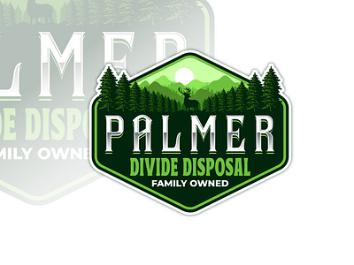 Vintage Emblem Logo for Palmer Divide Disposal antler logo awesome logo classic logo deer logo disposal logo emblem logo hand drawn illustration hand drawn logo hexagon emblem logo agency mountain logo pine tree logo vintage emblem vintage logo