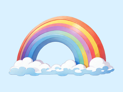 Rainbow and Star Cartoon Illustration 3d pastel