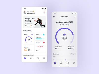 Fitness Tracker Mobile App Design creative design design exercise fitness fitness club fitness mobile app fitness tracker gym healthy mobile app modern tracker training trendy typography ui user interface ux workout app yoga