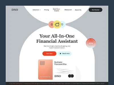 Financial assistant landing page bank banking clean figma design finance fintech fintech website landing page money uiux web website website design