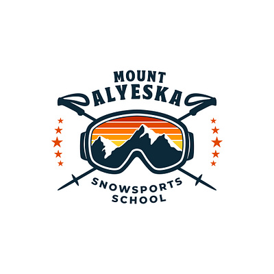 Mount Alyeska Snowsports School Logo awesome logo classic logo emblem logo goggle logo logo agency mountain logo patagonia logo ski logo snowboarding logo snowsport logo vintage logo