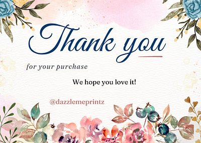 Thank You For Your Purchase business card card on purchase floral thank you card thank you card thank you card for businees thank you for your purchase