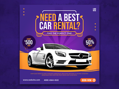 Car rental social media banner ads banner car rental editable social media template