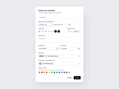 Calendar web app UI - ChronoCal calendar calendar app calendar ui calendar web app component component ui create event dashboard event modal modal modal design saas saas app saas ui schedule schedule app time management ui design uxui web app