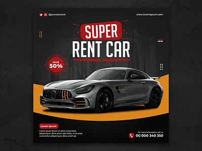 Car rental social media banner ads banner car editable rental social media