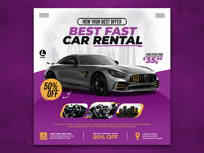Car rental social media banner ads banner car rental social media template