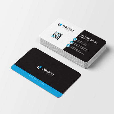 black and blue modern business card template branding graphic design print ready