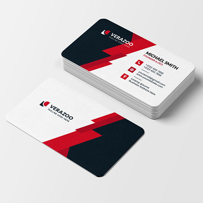 black and red modern business card template qr code