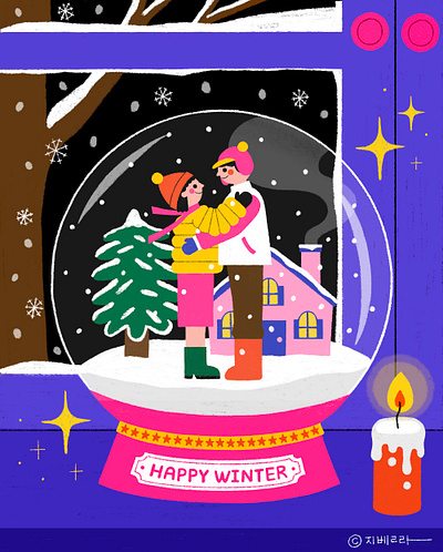 Happy Winter - Personal Works artwork digital art drawing illustration illustrator procreate