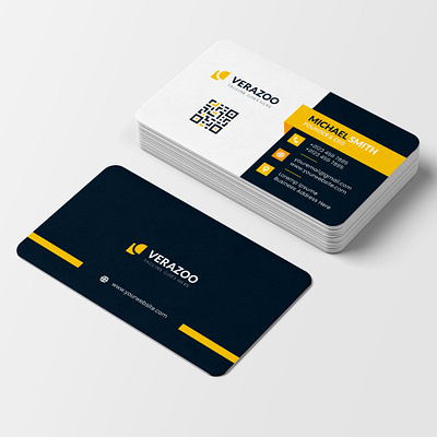 blue and yellow modern business card world