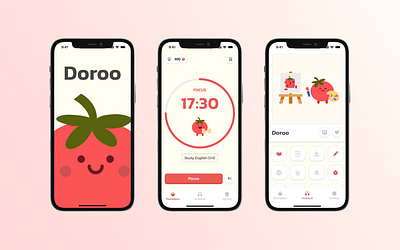 Doroo - Pomodoro technique mobile app ui