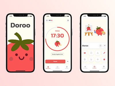 Doroo - Pomodoro technique mobile app ui