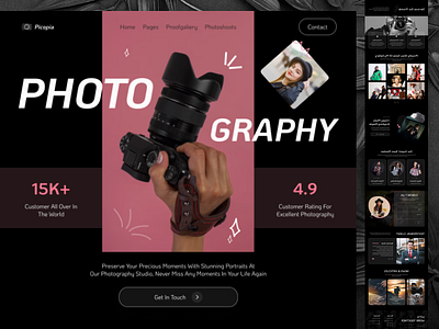 PHOTO GRAPHY LANDING PAGE 2024 black community design discover exploring glass morphism glassy graphy landing photo photography trending ui uiux design ux web web app webdesign world