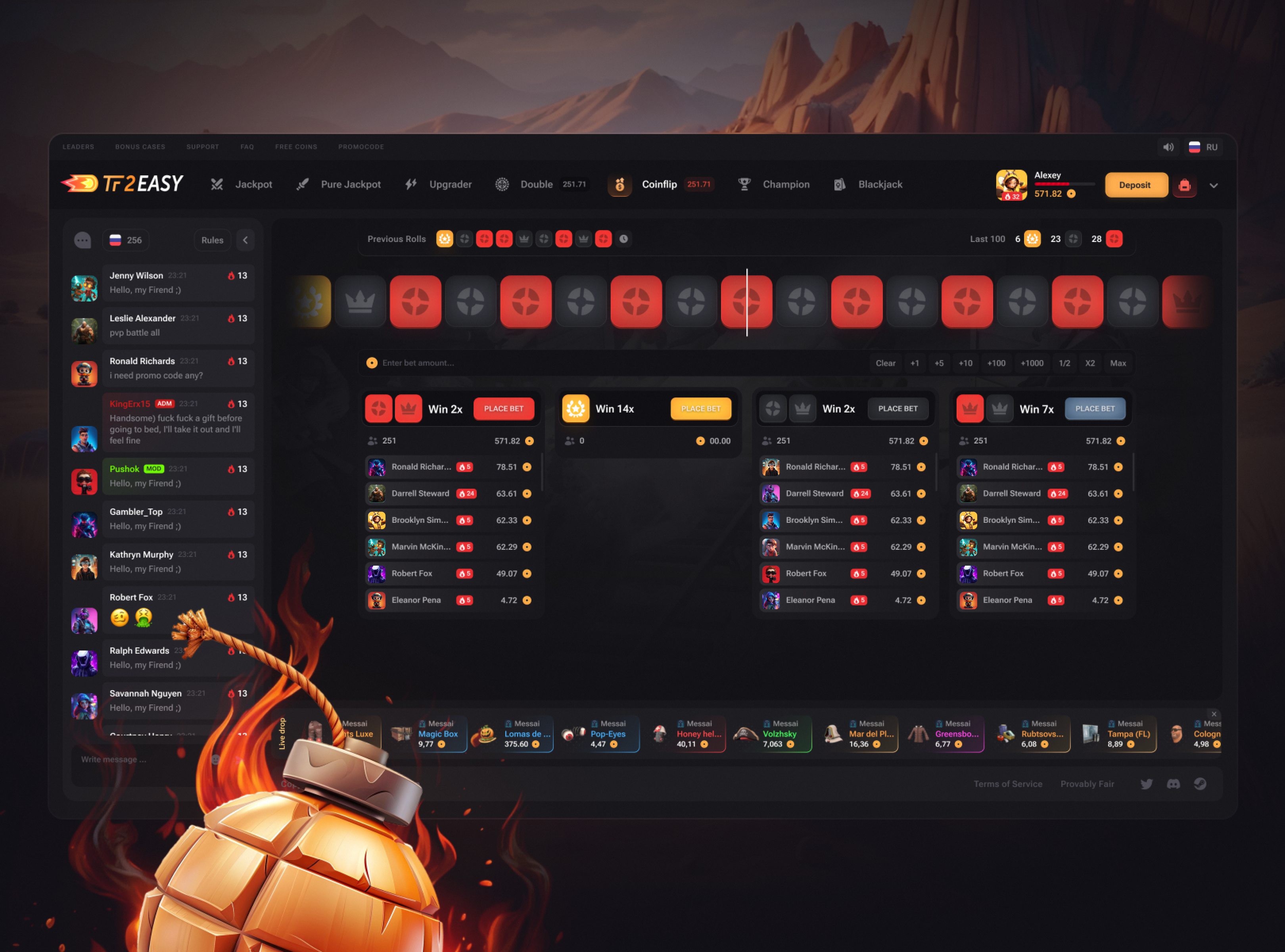 TF2EASY - Double Game betting blockchain branding casino crypto design ui fast game gambling game interface game platform game ui igaming illustration interface casino roulette slots tf2 ui ui ux web design