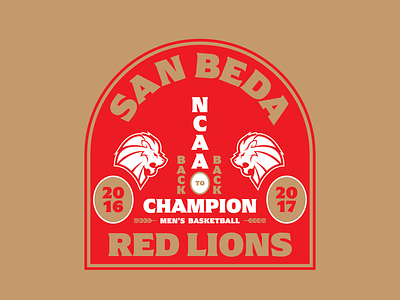 San Beda Red Lions - Back 2 Back Badge branding design flat graphic design illustration logo logo design minimal ui vector
