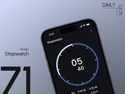 Day 71: Stopwatch daily ui challenge fitness app productivity app stopwatch time tracking timer ui design