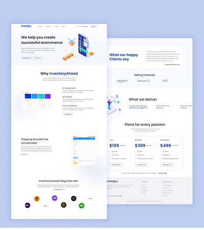 Inventory Ahead: Landing Page blue corporate landing singlepage ui