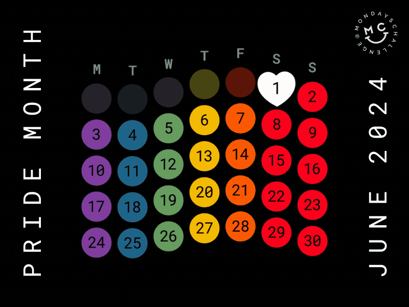 MondaysChallenge - Pride Month 2024 animation calendar colorful flag loop month motion pride rainbow wave