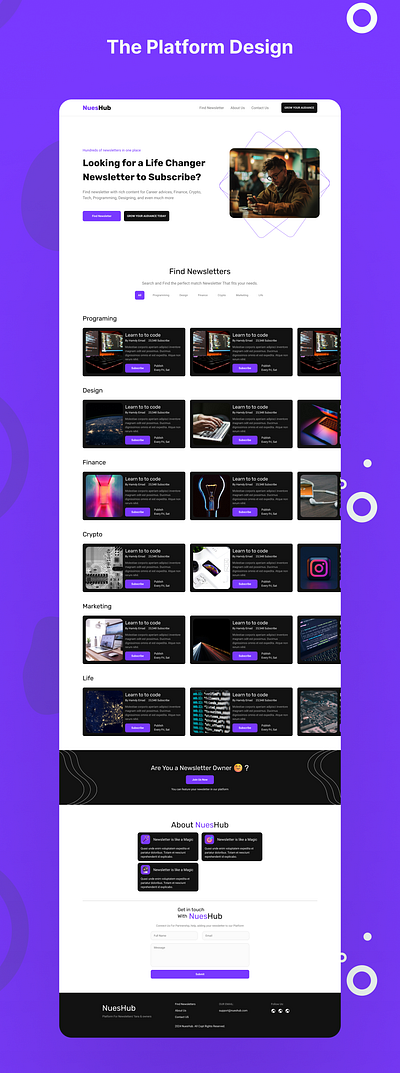 NuesHub - Newsletter Platform figma product design ui ux