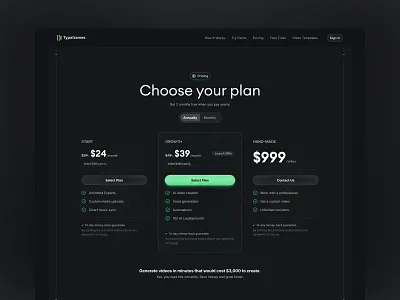 Pricing Page ✳️ darkmode figma green landing page pricing pricing page saas saas landing page saas pricing ui