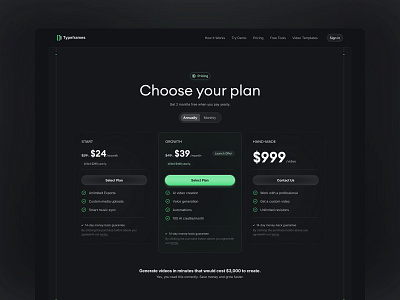 Pricing Page ✳️ darkmode figma green landing page pricing pricing page saas saas landing page saas pricing ui