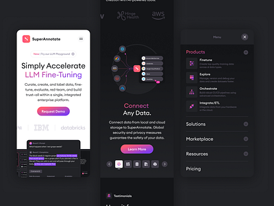 Superannotate Mobile WEbsite dark illustration mobile ui web webdesign website
