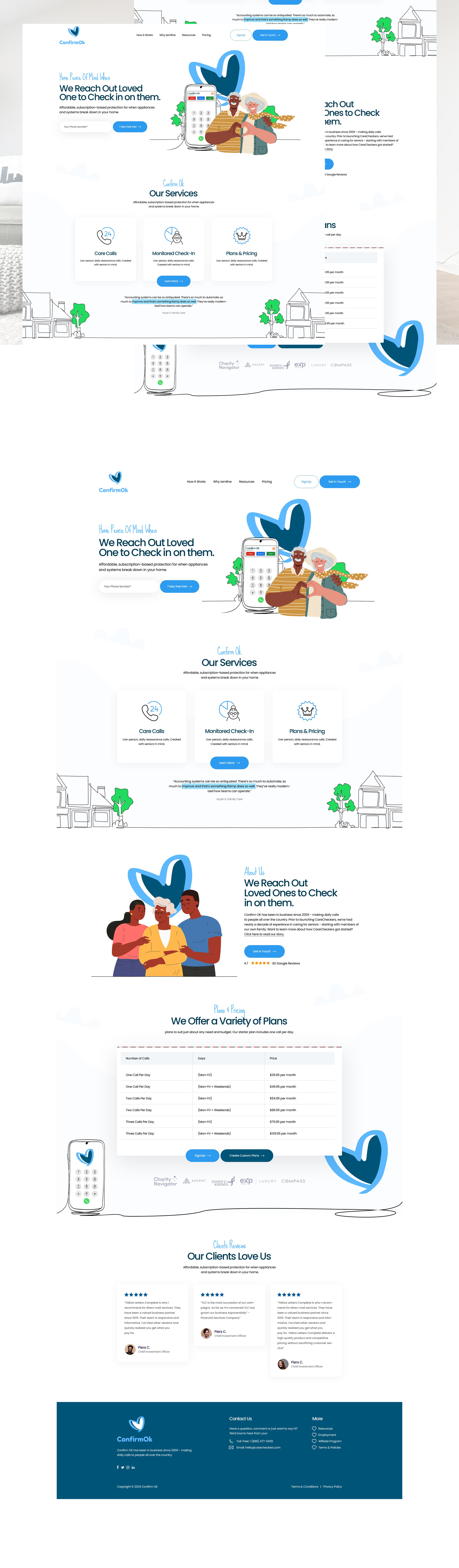 👌Landing Page Design for Family Care branding care email capture family graphic design illustration landing page light line vector love minimal phone product design senior citizen services trendy ui