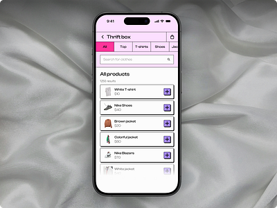 Day 14 of improving my UI skills· #14 Design a category screen brutalism card categories category challenge clothes minimalism neobrutalism pink product thrift ui