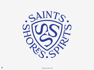 Saints Shores Spirits brand coat of arms coatofarms distillery font logo monogram paradisian saint shield shore showcase spirit spirits type