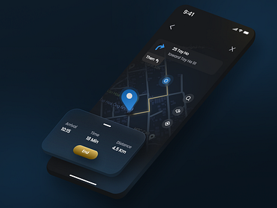 Dark Mode Map App in Figma 3d mockup daily ui dark mode map app navigation tracking