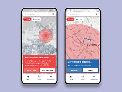 Radiology Warning App app germany goverment map mobile research ui ux warning