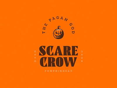 Scarecrow brand branding design god graphic head horror illustration indiana logo october orange pagan pumpkin scare terror type typography vintage