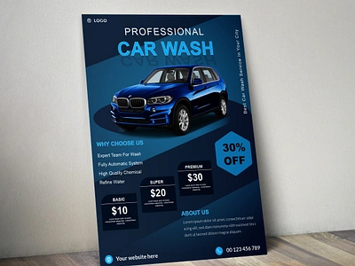 Professional Car Wash Flyer Design banner branding business flyer design car wash flyer design creative flyer design graphic design new design print design professional flyer design unique flyer design vector washing flyer