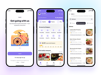 Groov - Onboarding, Home & Search Page app dashboard food delivery marketplace multi service onboarding order payment saas service service app shopping tech tech app tech service technology ui uiux wallet web design