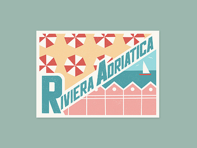 Riviera Adriatica illustration postcards retro style riviera adriatica vintage illustration