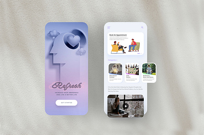 Refresh psychology UI app branding graphic design psychology refresh relaxing ui