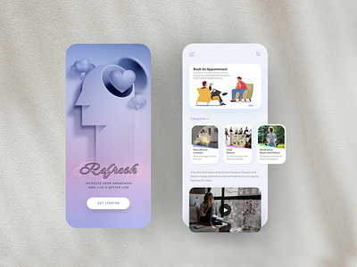 Refresh psychology UI app branding graphic design psychology refresh relaxing ui