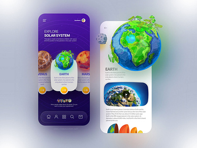 Explore Solar System UI app branding design earth graphic design kids solar system ui ux