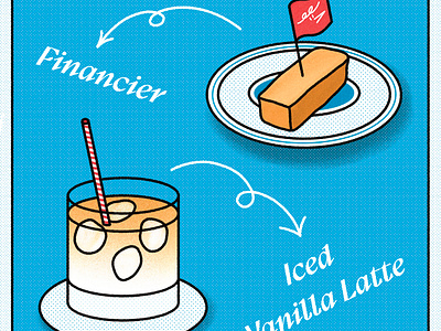 Today's Dessert art artwork design financier flag ice illust illustration ipad line logo pattern photoshop plate straw vanillalatte