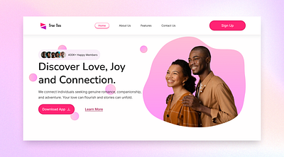 The hero section of the landing page of a dating app datingapp herosection landingpage ui uidesign