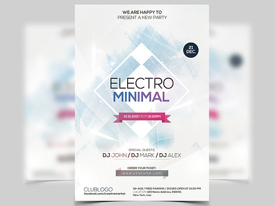 Electro Minimal Flyer Template display display font psd flyer templates typeface