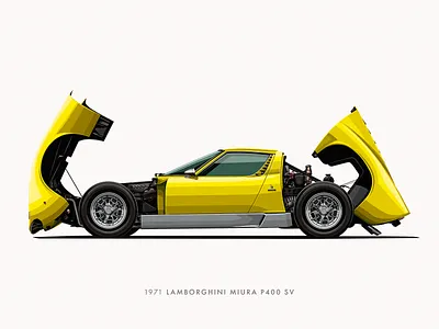 Lamborghini Miura P400 SV bucket cars classic clean design flat illustration lamborghini slick vector vintage