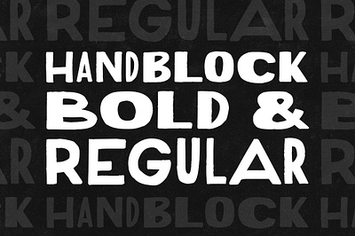 HandBlock Bold & Regular block bold bulky chunky display font four weights hand hand block hand drawn hipster regular strong typeface wood block wood type
