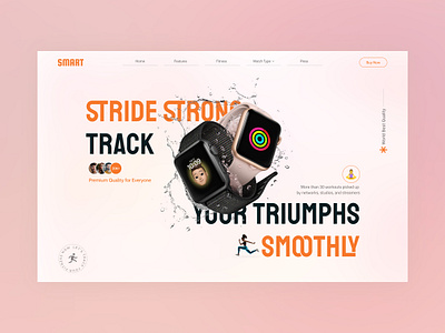 Landing Page Design For Smart Watch animation applewatch dribbble figma figmacommunity figmadesign fitness landingpage smartwatch ui watch website design